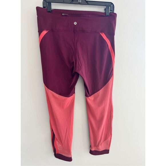 Lululemon Zip The Line Crop 23" Leggings High Rise Reflective Deep Ruby Coral 12 - Picture 4 of 10